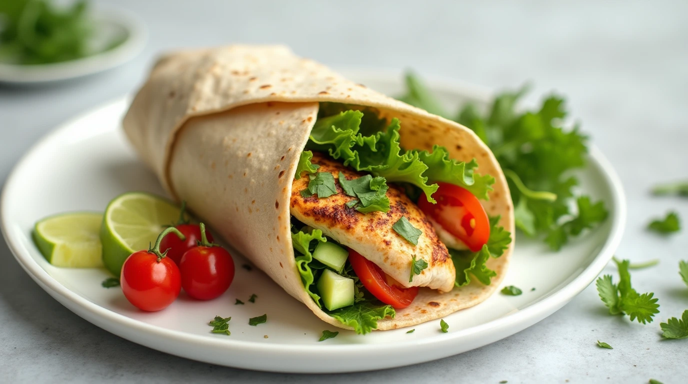 Healthy and delicious cottage cheese wrap with fresh veggies and protein-packed filling on a tortilla