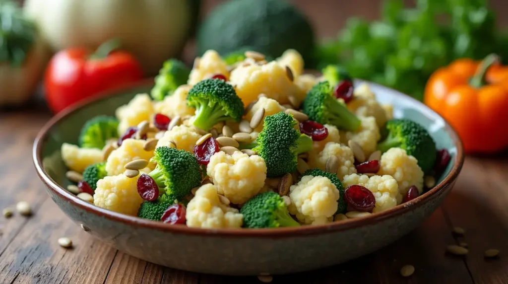 Delicious broccoli and cauliflower salad