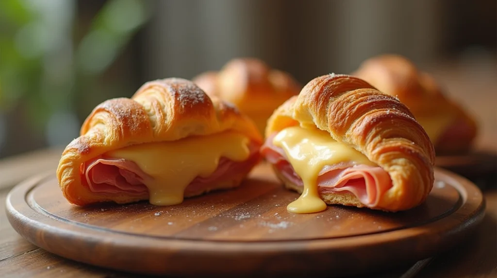 A savory ham and cheese croissant, a perfect breakfast pastry