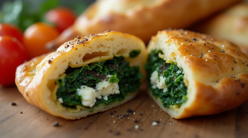 Mediterranean-style egg puff pastry filled with spinach and feta cheese