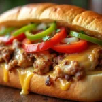 Chicken Philly cheesesteak with melted cheese