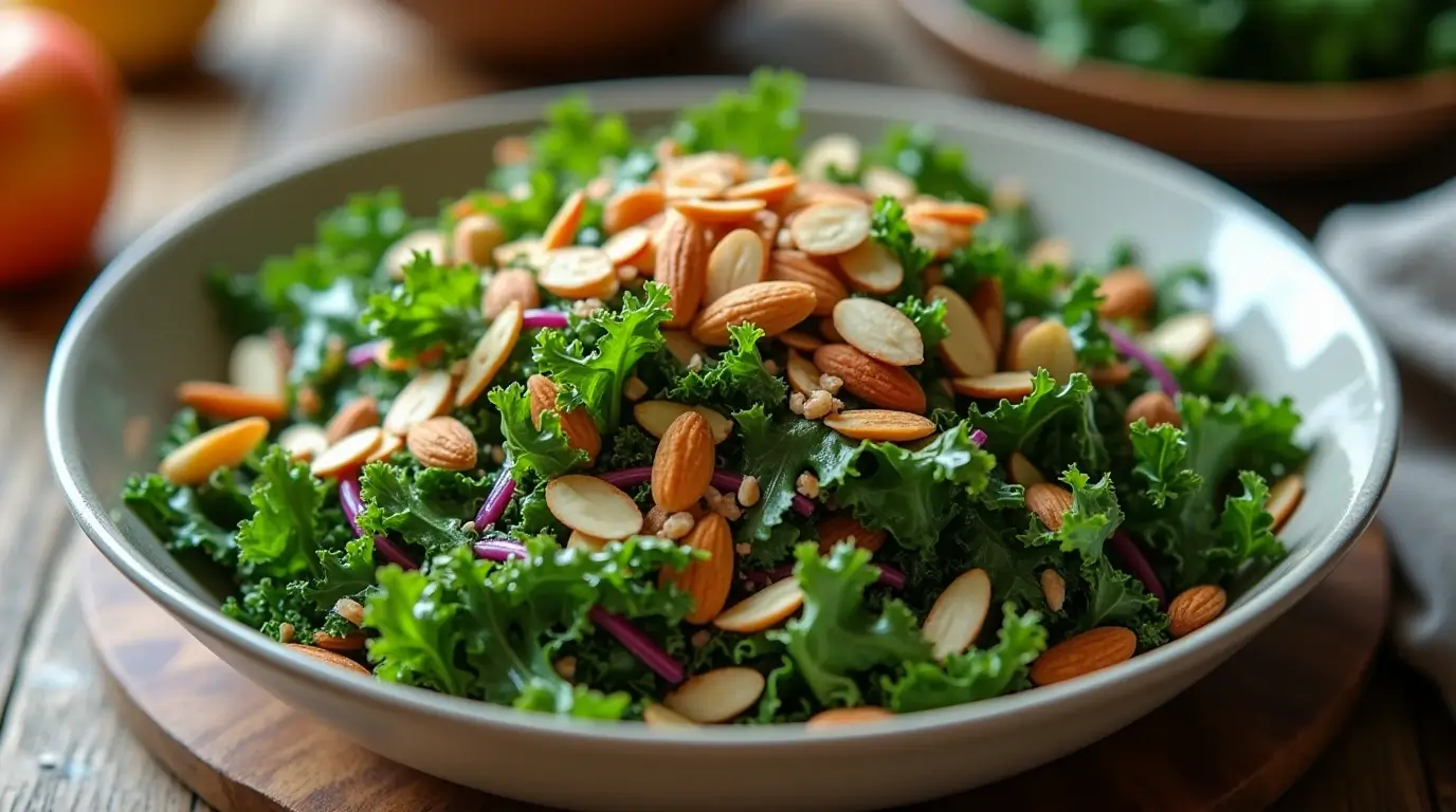 Delicious kale crunch salad with cabbage