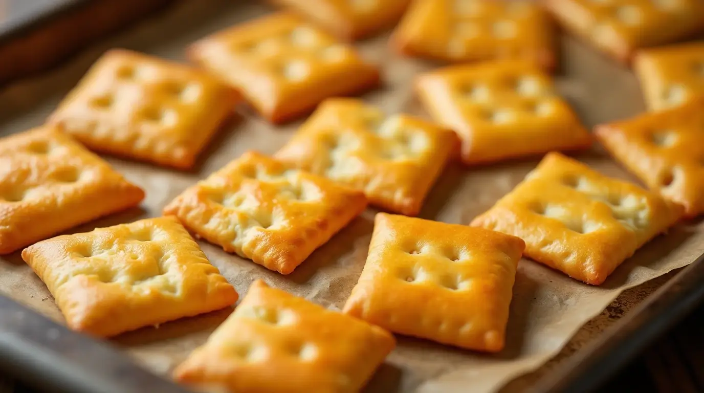 Freshly baked homemade Cheez-It crackers