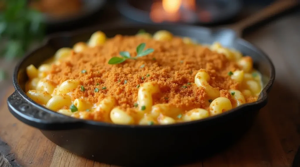 Smoked mac and cheese with a crispy golden