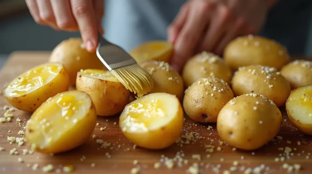 Preparing russet potatoes for air fryer baked potato skins