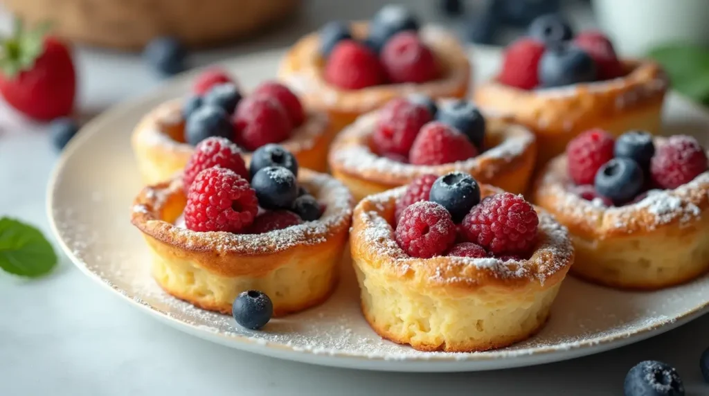 An elegant arrangement of puff pastry Danish pastries filled