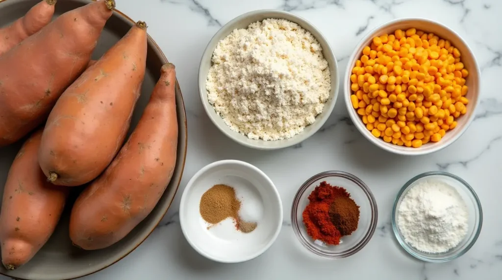 Ingredients for a gluten-free sweet potato cornbread