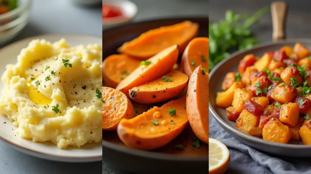 White sweet potatoes used in different dishes like mashed